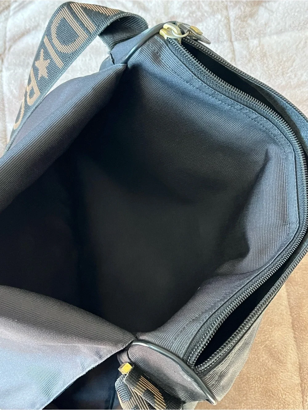 Fendi Black Canvas Messenger Bag with Logo Strap